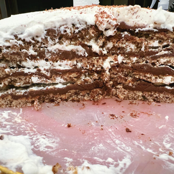 inside layers of the hazelnut torte.